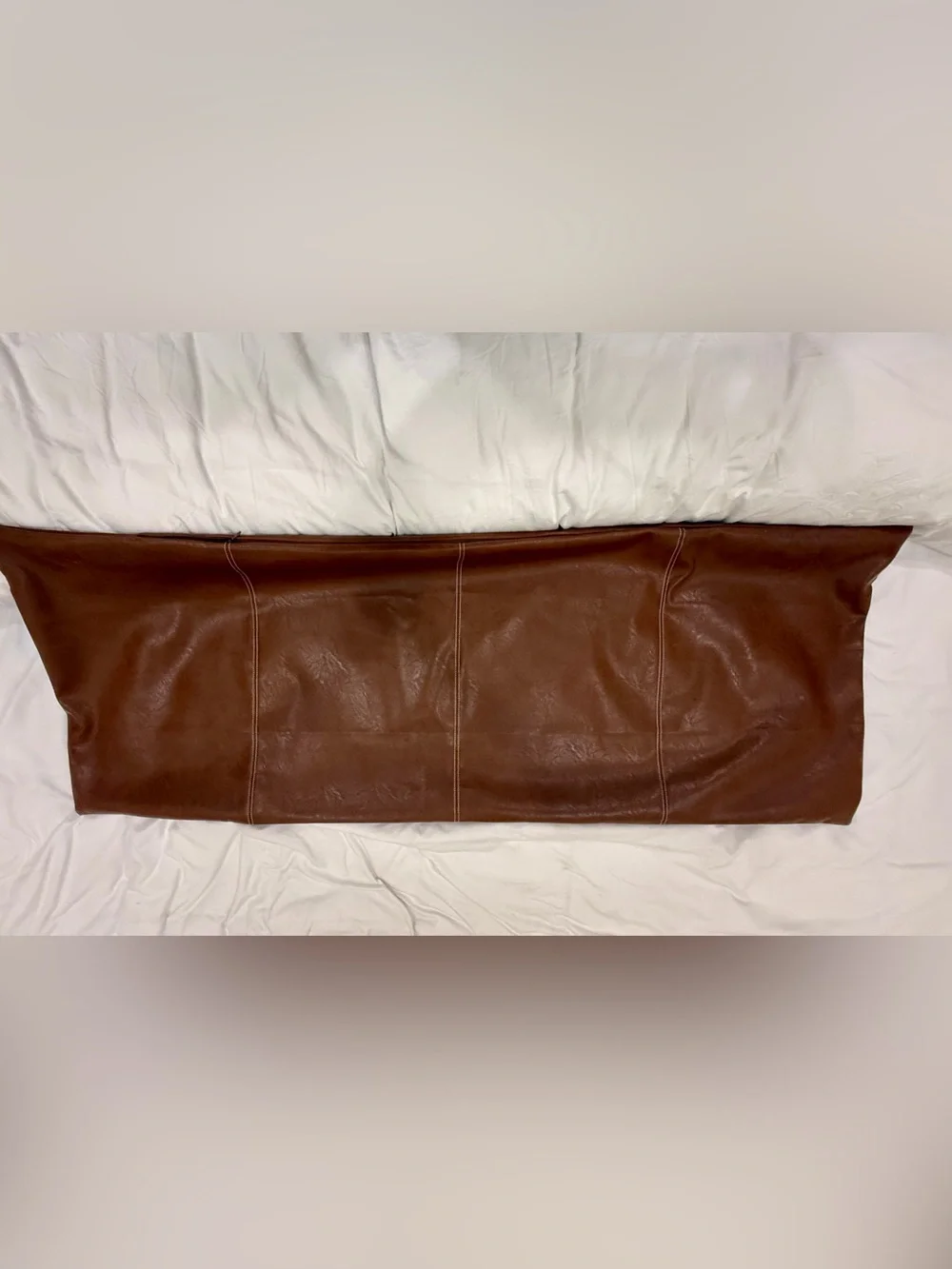 Brown  Long Lumbar Faux Leather Body Decorative Throw Pillow Cover 21x54 Inch